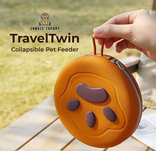 TravelTwin Collapsible Pet Feeder bowl with Zipper Carrying Case
