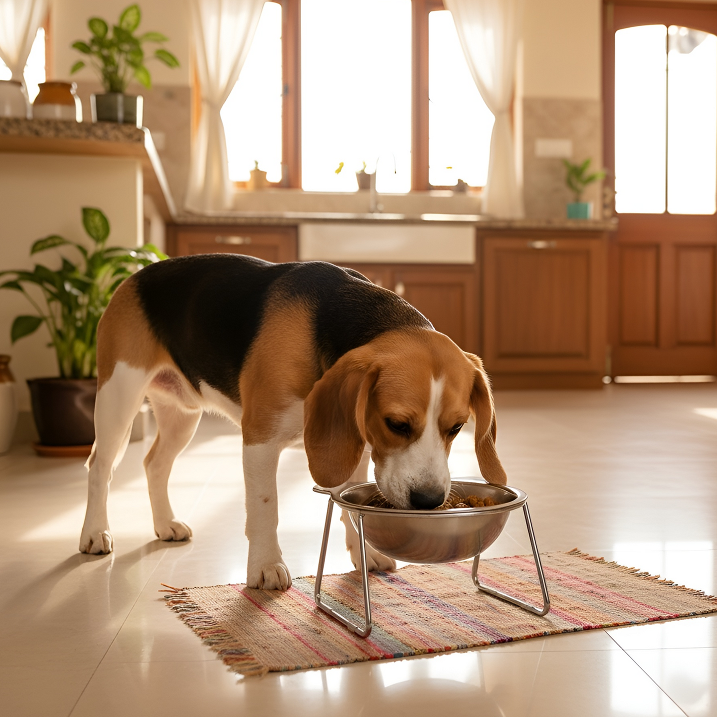 FeastEase 15° Elevated Stainless Steel Feeding Bowl for Cats