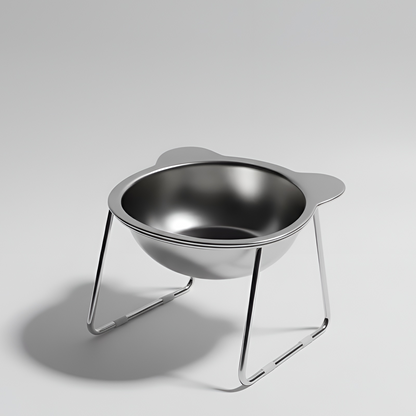 FeastEase 15° Elevated Stainless Steel Feeding Bowl for Cats