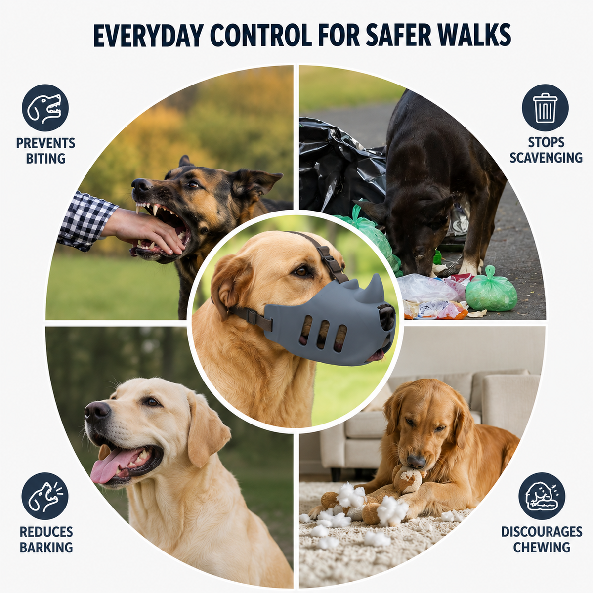 Silicone Rhino Muzzle | Mouth Cover, Anti-bite Muzzle for Dogs