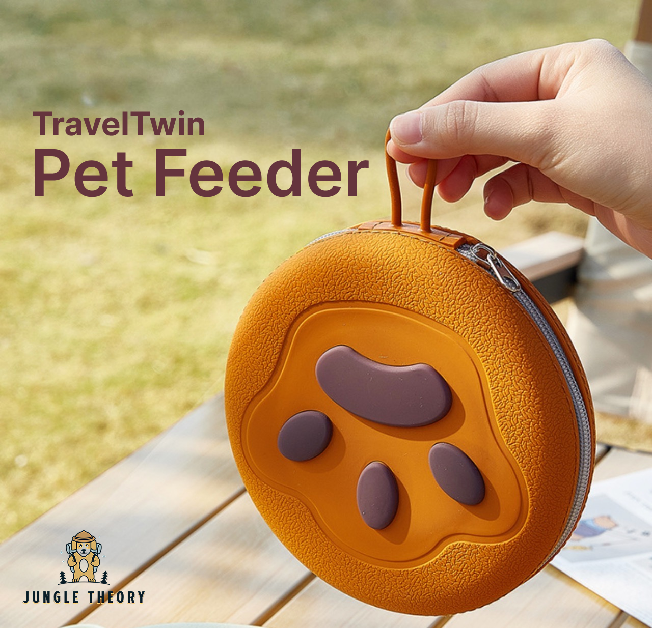 TravelTwin Collapsible Pet Feeder bowl with Zipper Carrying Case