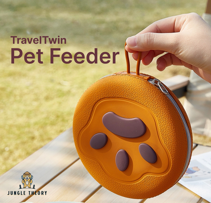 TravelTwin Collapsible Pet Feeder bowl with Zipper Carrying Case
