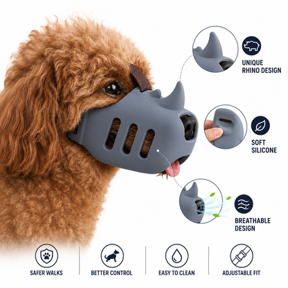 Silicone Rhino Muzzle | Mouth Cover, Anti-bite Muzzle for Dogs