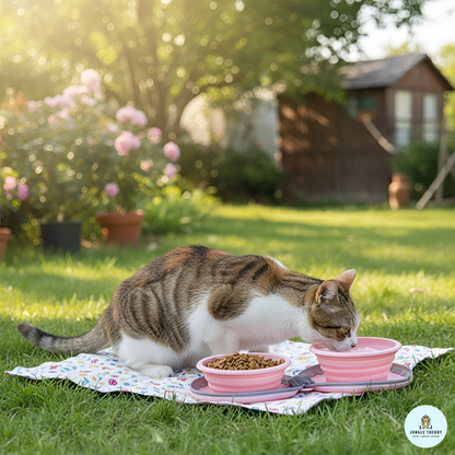 TravelTwin Collapsible Pet Feeder bowl with Zipper Carrying Case